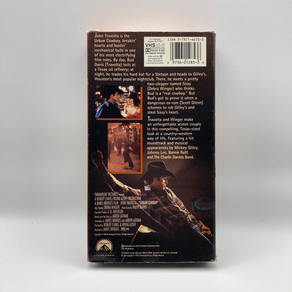 Urban Cowboy VHS Tape John Travolta, Debra Winger Directed by James Bridges - Picture 2 of 2